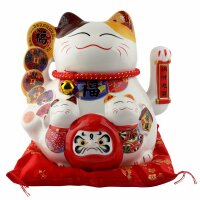 Lucky cat Maneki-neko waving cat made of porcelain 20cm white waving cat