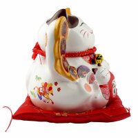 Lucky cat Maneki-neko waving cat made of porcelain 20cm white waving cat