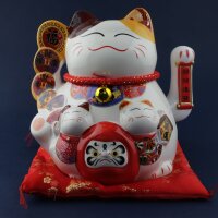 Lucky cat Maneki-neko waving cat made of porcelain 20cm white waving cat