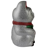 Glückskatze Maneki-neko Winkekatze aus Keramik 20cm silber winkende Katze Lucky cat