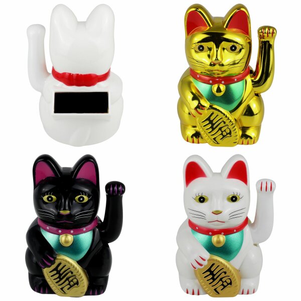 Glückskatze Maneki-Neko klassisch Solar 10,5cm Winkekatze Lucky cat