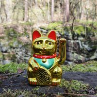Glückskatze Maneki-Neko klassisch Solar 10,5cm Winkekatze Lucky cat