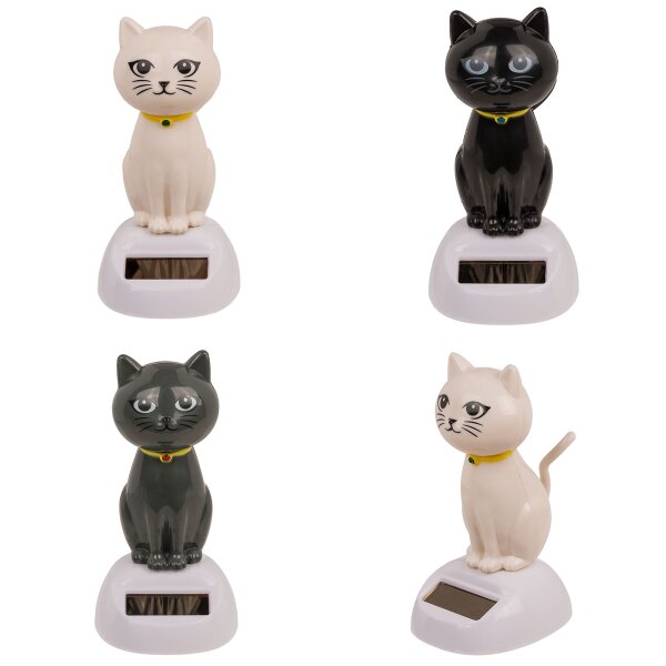 Solarfigur wackelnde Katze bewegliche Figur mit Solarzelle Wackelfigur