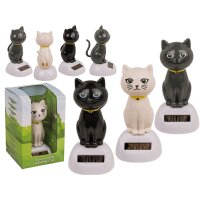 Solarfigur wackelnde Katze bewegliche Figur mit Solarzelle Wackelfigur