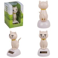 Solarfigur wackelnde Katze bewegliche Figur mit Solarzelle Wackelfigur