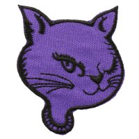 Aufnäher - Katzenkopf - lila-schwarz - Patch