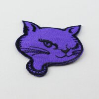 Aufnäher - Katzenkopf - lila-schwarz - Patch