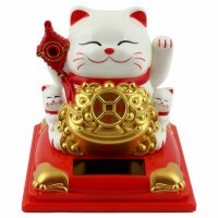 Glückskatze Maneki-Neko Knoten weiß Solar auf...