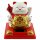 Glückskatze Maneki-Neko Knoten weiß Solar auf Sockel 8cm Winkekatze Lucky cat