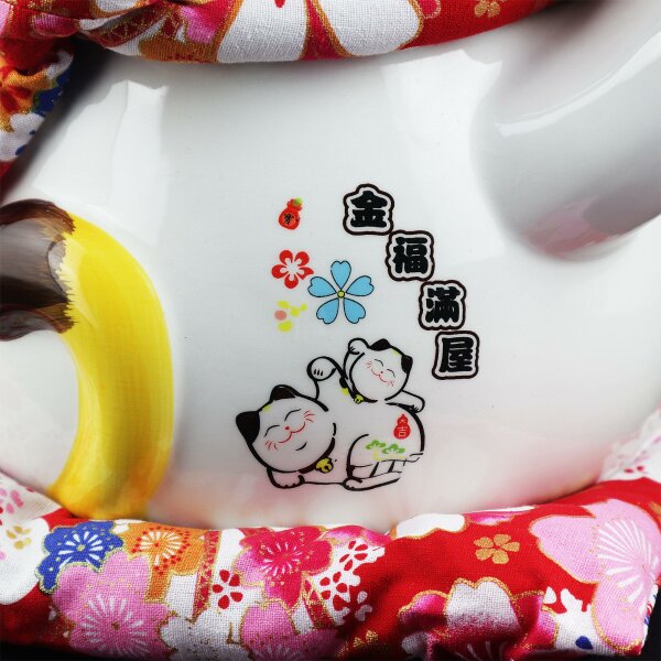 Glückskatze Münzbank Aus Keramik – Feng Shui Deko & Sparschwein In Weiß, 11,4 Cm