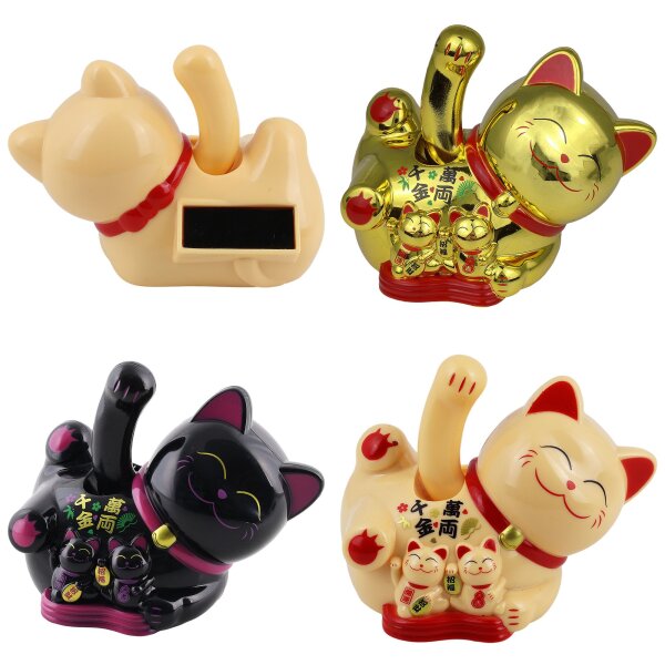 Lucky cat Maneki Neko lying waving cat solar 10cm