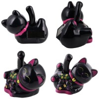 Lucky cat Maneki Neko lying waving cat solar 10cm