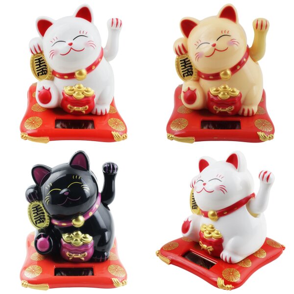 Glückskatze Maneki-neko Talisman Solar 7,5cm Winkekatze Lucky cat