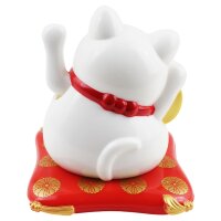 Glückskatze Maneki-neko Talisman weiß Solar 7,5cm Winkekatze Lucky cat