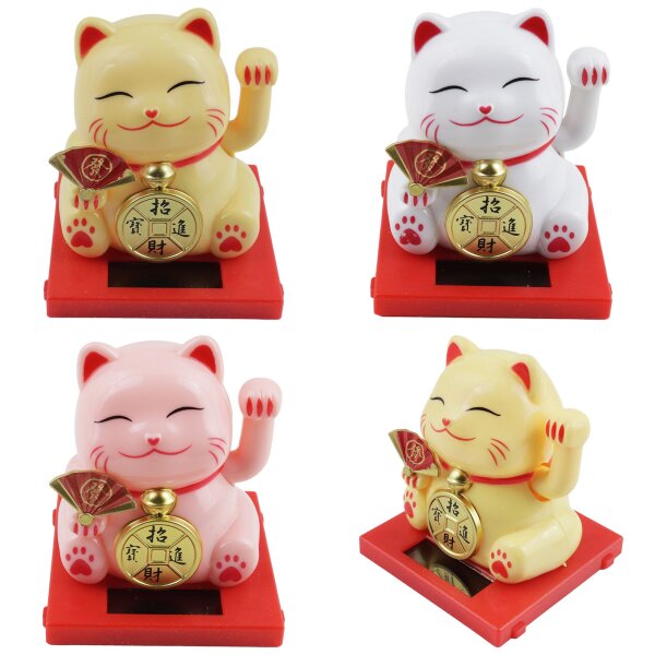 Lucky cat Mini Maneki-neko medal solar 5cm waving cat