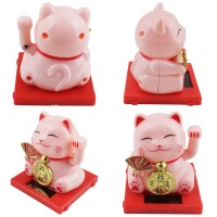 Lucky cat Mini Maneki-neko medal solar 5cm waving cat