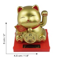 Lucky cat Mini Maneki-neko medal solar 5cm waving cat