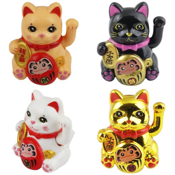 Lucky cat Mini Maneki-neko protection shield solar 5cm waving cat