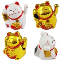 Glückskatze Mini Maneki-neko Kostbarkeit Solar 5cm...