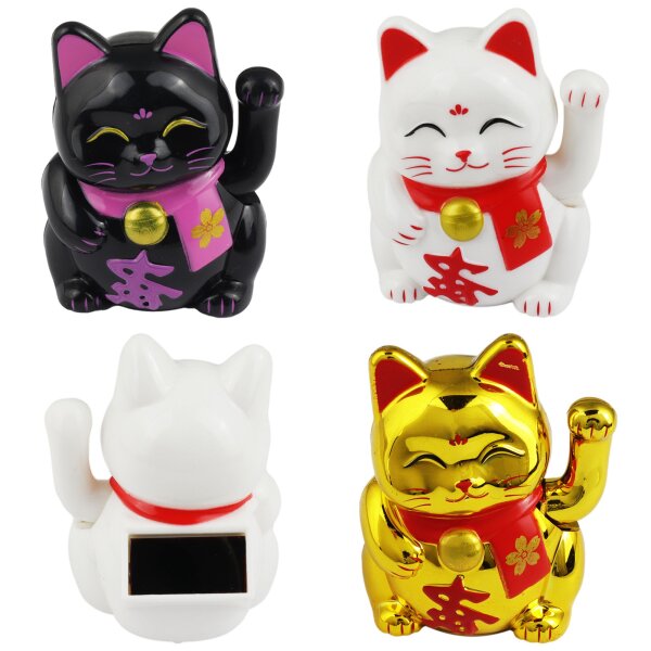 Lucky cat Mini Maneki-neko well-being solar 5cm waving cat