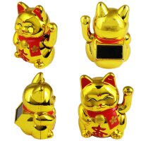 Lucky cat Mini Maneki-neko well-being solar 5cm waving cat