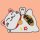 Patch lucky cat Maneki Neko lying down white embroidered patch