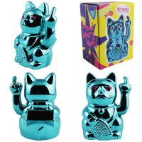 Lucky cat Angry Cat Maneki-neko middle finger statement...