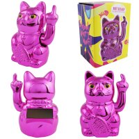 Glückskatze Angry Cat Maneki-neko Stinkefinger Mittelfinger Solar 10cm Winkekatze Lucky cat