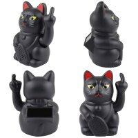 Glückskatze Angry Cat Maneki-neko Stinkefinger Mittelfinger Solar 10cm Winkekatze Lucky cat