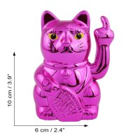 Glückskatze Angry Cat Maneki-neko Stinkefinger Mittelfinger Solar 10cm Winkekatze Lucky cat