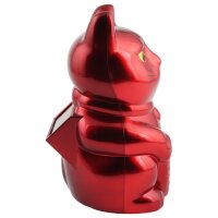 Glückskatze Angry Cat Maneki-neko Rocker Zeichen metallic rot Solar 10cm Winkekatze Lucky cat