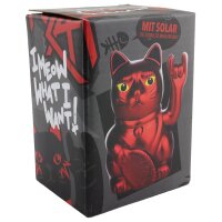 Glückskatze Angry Cat Maneki-neko Rocker Zeichen metallic rot Solar 10cm Winkekatze Lucky cat