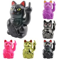 Lucky cat Angry Cat Maneki-neko middle finger statement...