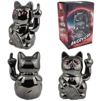 Lucky cat Angry Cat Maneki-neko middle finger statement...