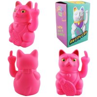 Lucky cat Angry Cat Maneki-neko middle finger statement 15cm waving cat