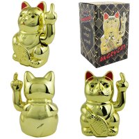 Lucky cat Angry Cat Maneki-neko middle finger statement 15cm waving cat