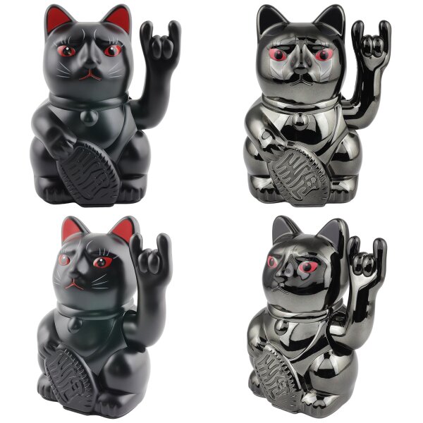 Glückskatze Angry Cat Maneki-neko Rocker Zeichen 15cm Winkekatze Lucky cat