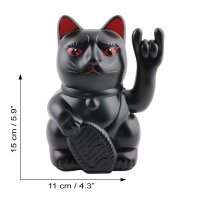 Glückskatze Angry Cat Maneki-neko Rocker Zeichen 15cm Winkekatze Lucky cat