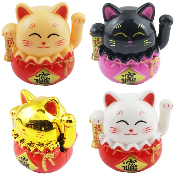 Lucky cat Mini Maneki-neko in bag solar 5cm waving cat