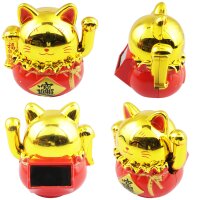 Lucky cat Mini Maneki-neko in bag solar 5cm waving cat