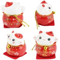 Keramik Kätzchen Kleine Glückskatzen weiß 5er Set Modell 7