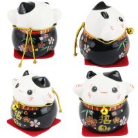 Keramik Kätzchen Kleine Glückskatzen weiß 5er Set Modell 7