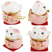 Keramik Kätzchen Kleine Glückskatzen weiß 5er Set Modell 7