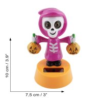 Armaturenbrett Wackelfigur Skelett pink Kürbis Halloween Grusel Solarfigur