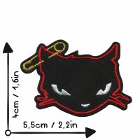 Aufnäher - Schwarze Katze - Katze mit Sicherheitsnadel - Patch