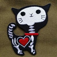 Aufnäher - Katze - Skelett - Patch