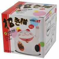 Roundish lucky cat - Maneki Neko - Waving cat - 8 cm - white