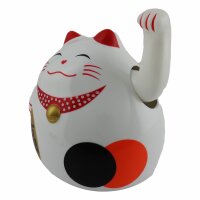 Roundish lucky cat - Maneki Neko - Waving cat - 11 cm - white