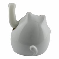 Glückskatze - Maneki-neko - rundliche Winkekatze 11 cm - weiß