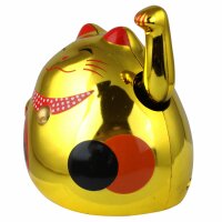 Glückskatze - Maneki-neko - rundliche Winkekatze 8 cm - gold